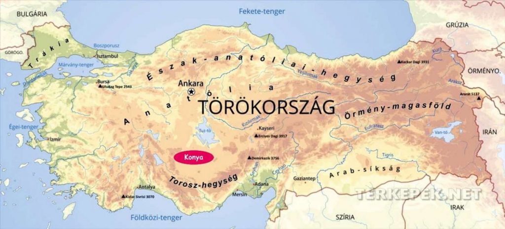 Konya török tartomány a térképen